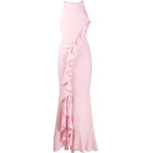 TALBOT RUNHOF Ruffle-trimmed Fitted Gown In Pink‎ size 16 NWT $2050